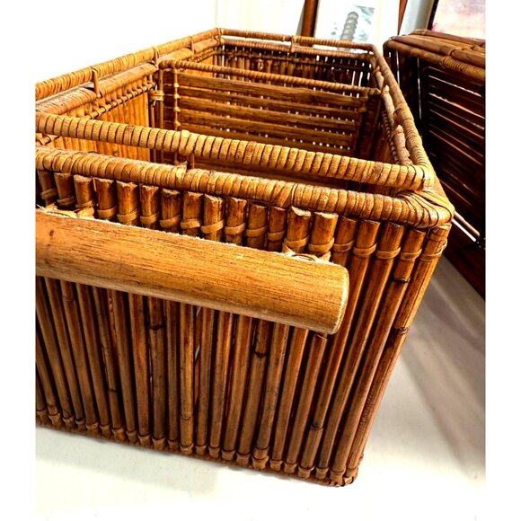 Bamboo Wicker Woven Vintage Lidded Storage Box Thailand 15 x 7 x 6.5 Inches - Picture 4 of 8
